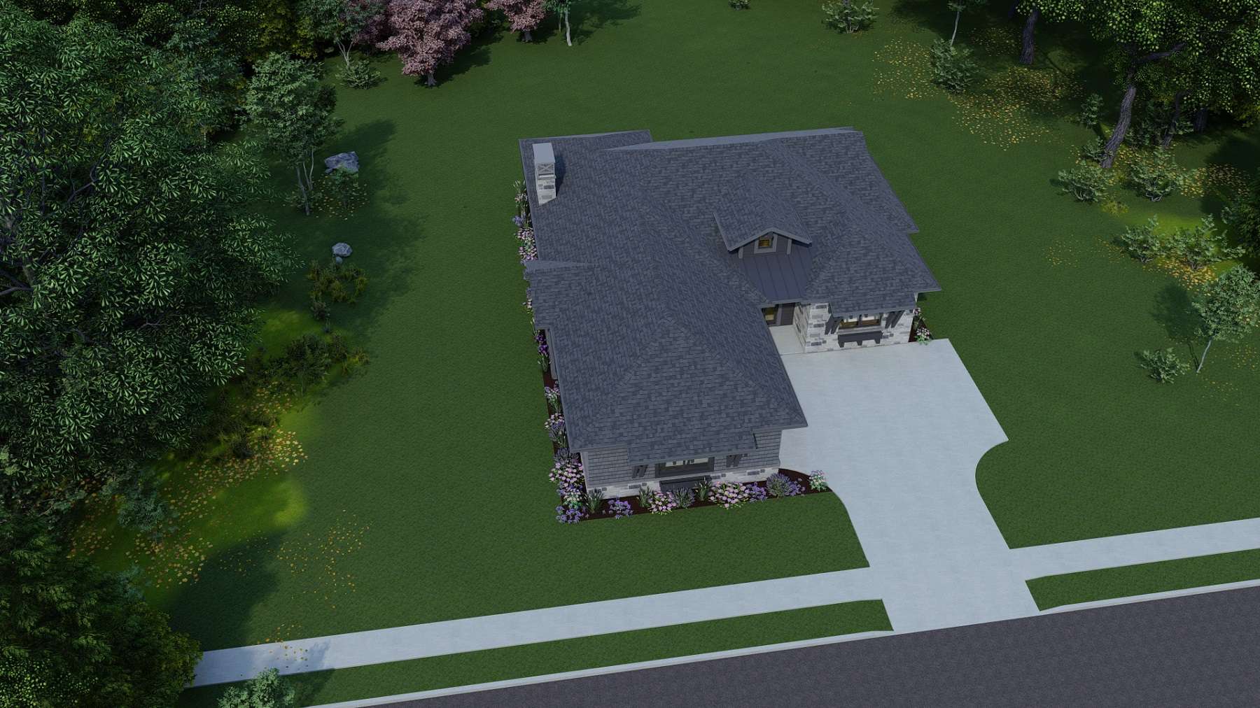 Aerial View of this 2-Bedroom, 1567 Sq Ft Plan - 194-1061