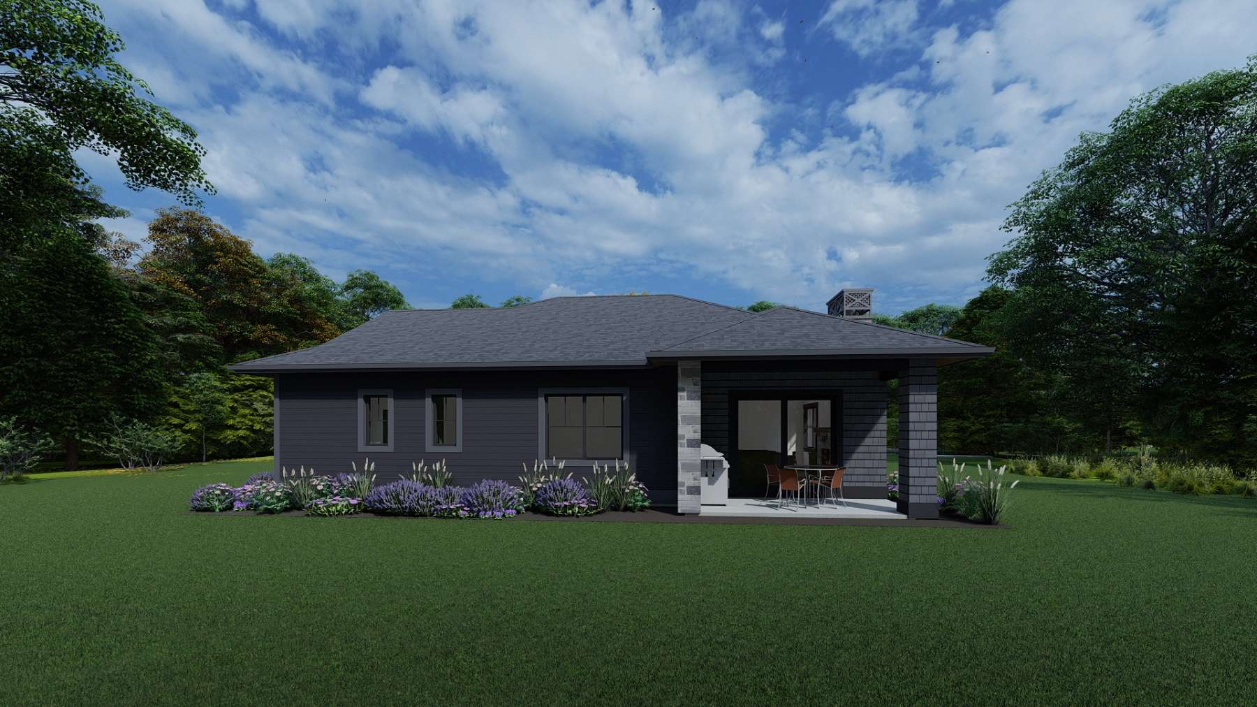 Rear View of this 2-Bedroom, 1567 Sq Ft Plan - 194-1061