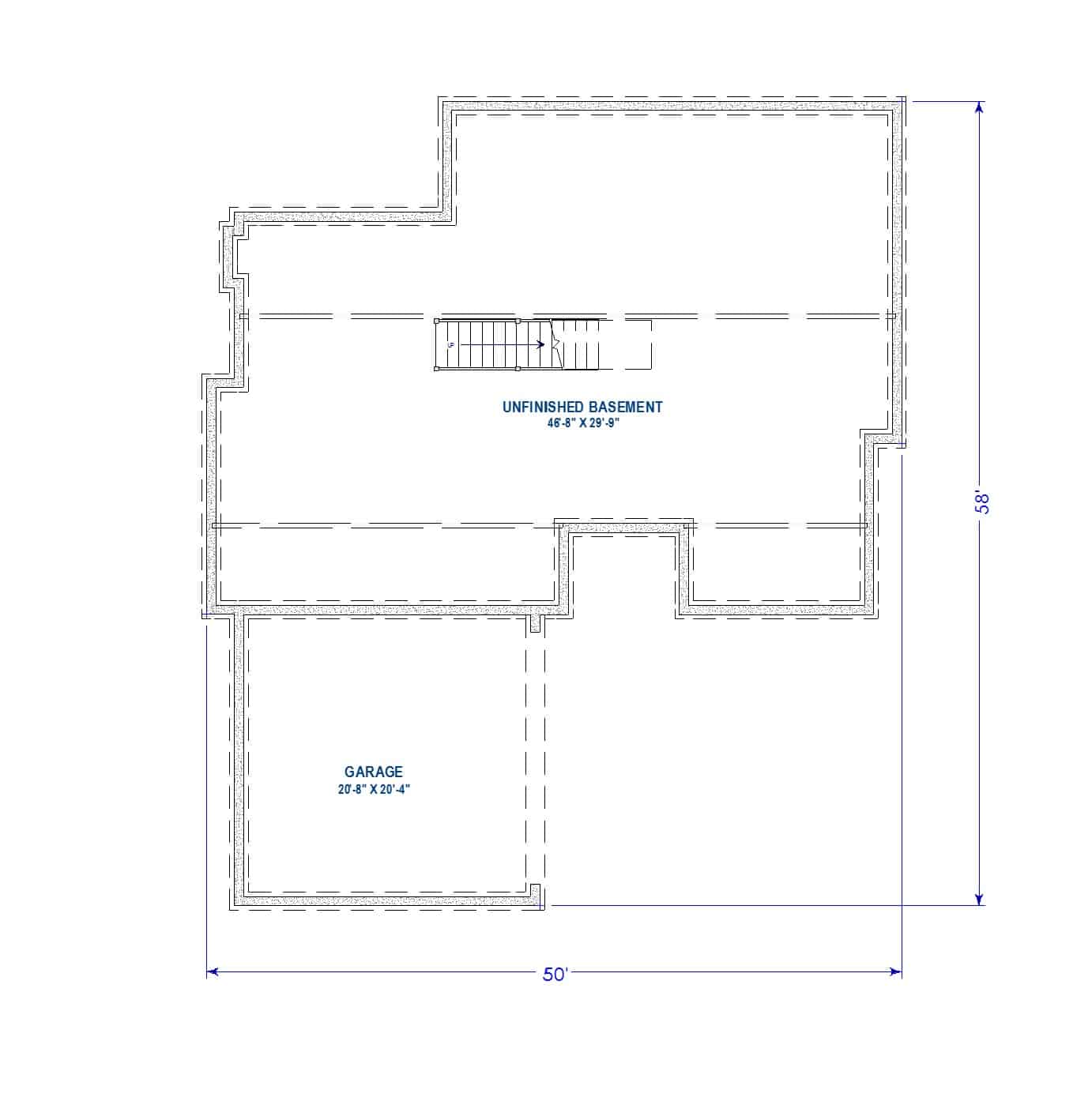 Basement of Contemporary Plan #194-1061