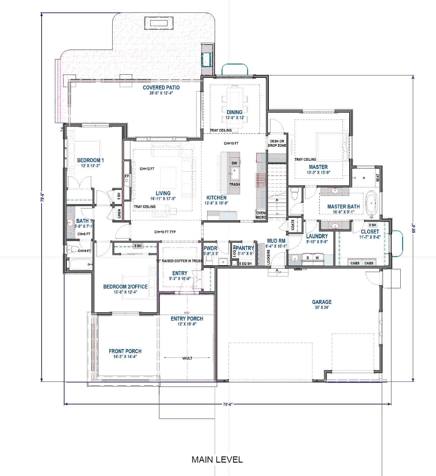 Main Level of Ranch Plan #194-1063