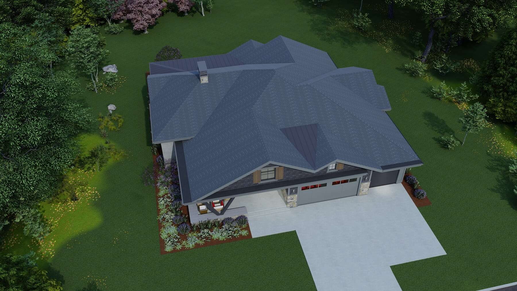 Aerial View of this 5-Bedroom, 2415 Sq Ft Plan - 194-1063