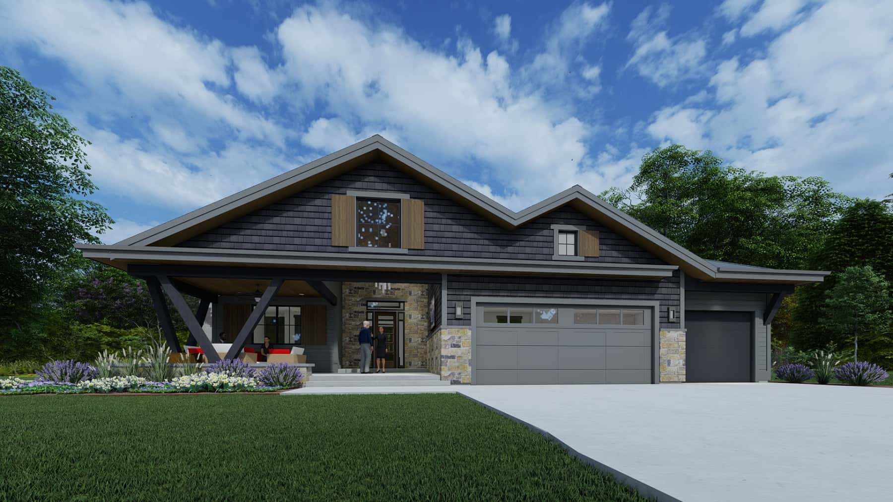 Front elevation of Ranch home (ThePlanCollection: House Plan #194-1063)