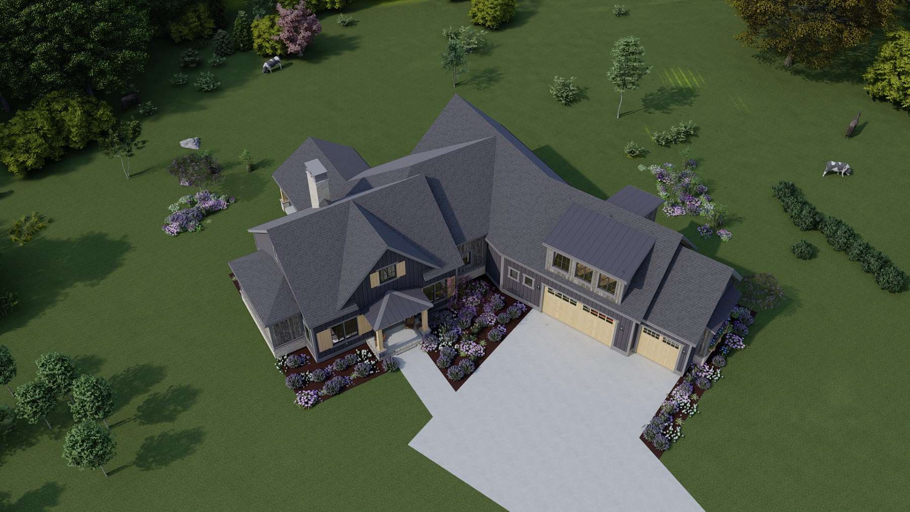Aerial View of this 3-Bedroom, 3525 Sq Ft Plan - 194-1064