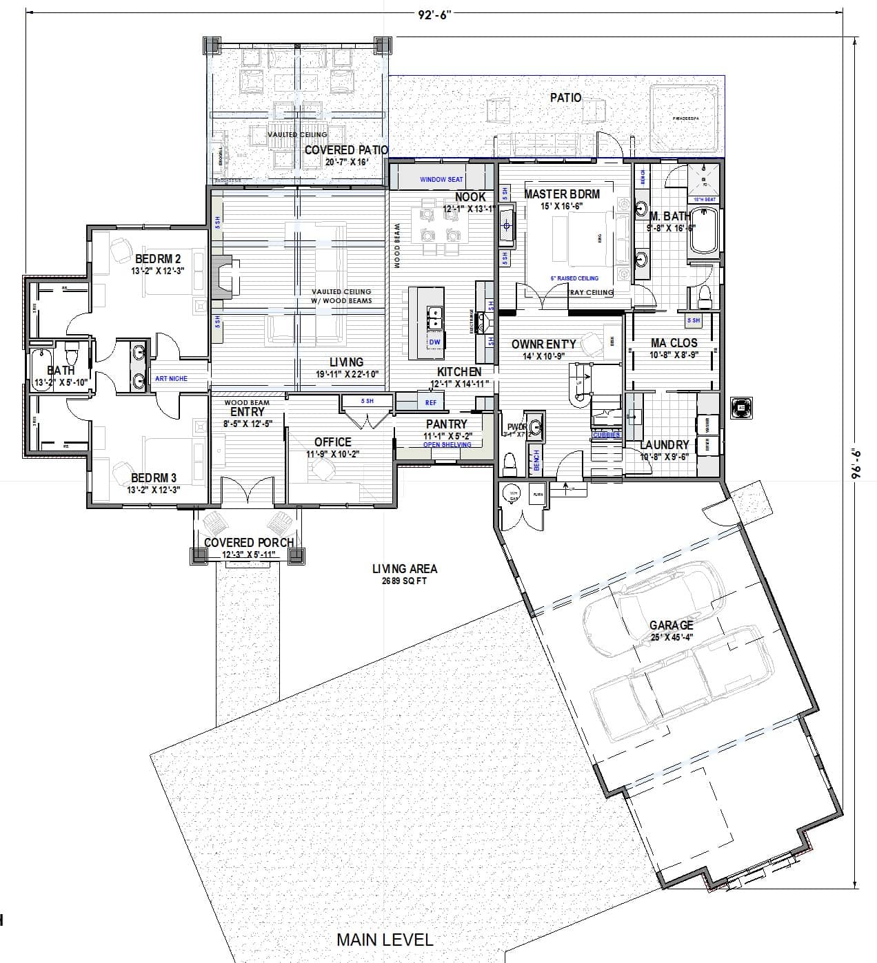 Main Level of Ranch Plan #194-1064