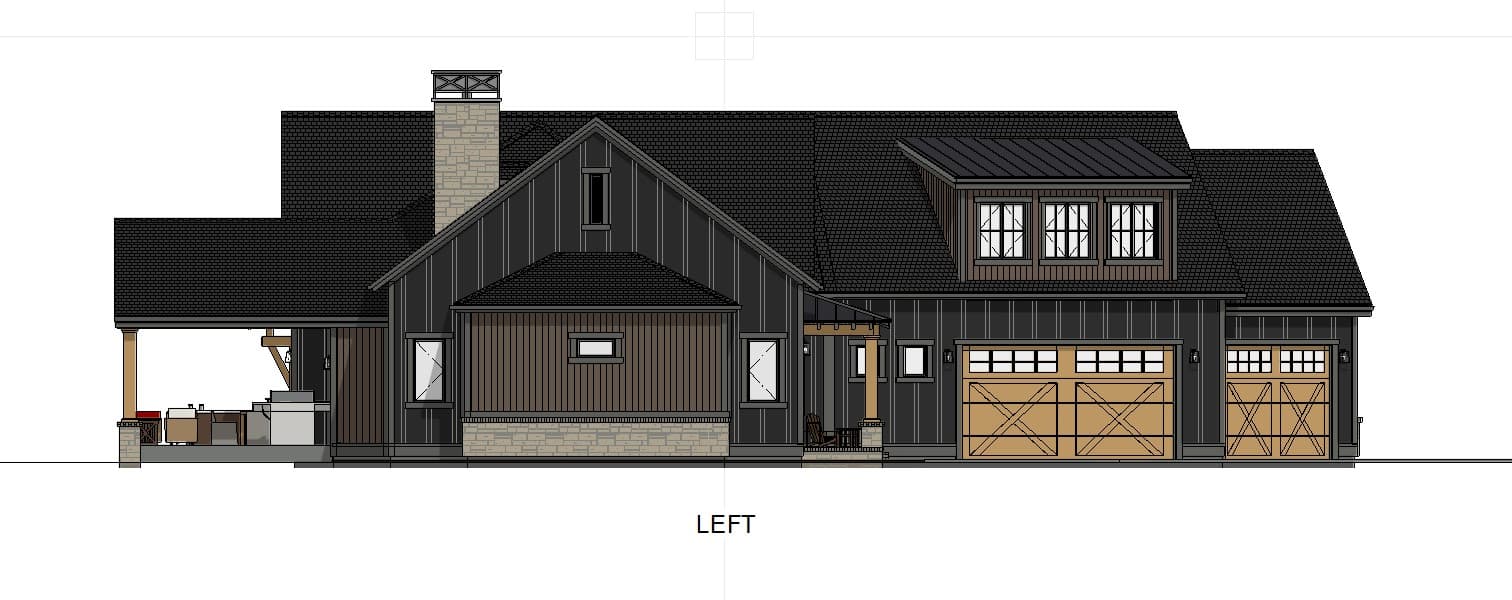 Home Plan Left Elevation of this 3-Bedroom,3525 Sq Ft Plan -194-1064