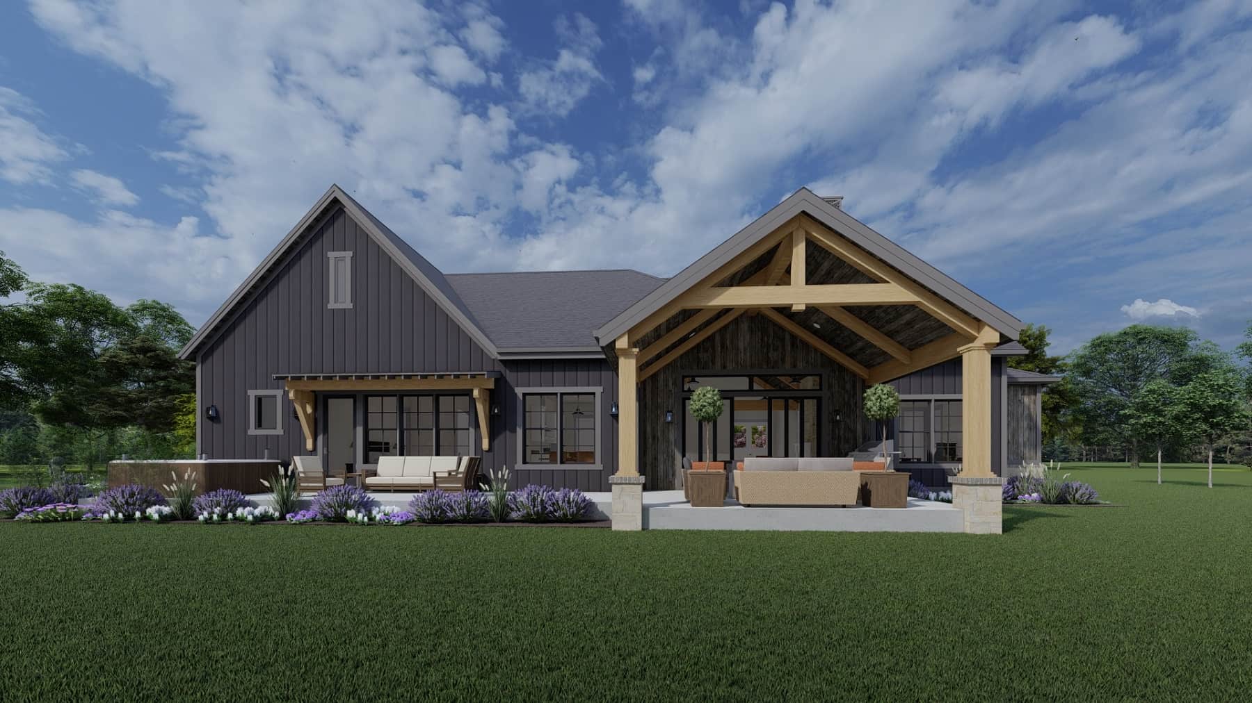 Rear View of this 3-Bedroom, 3525 Sq Ft Plan - 194-1064