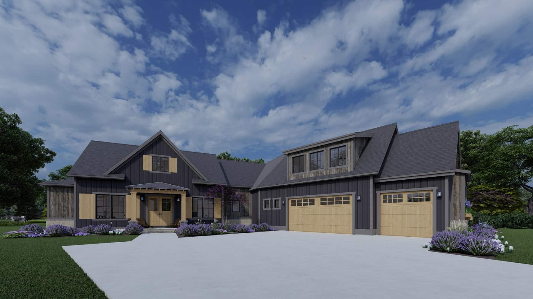 Front elevation of Ranch home (ThePlanCollection: House Plan #194-1064)