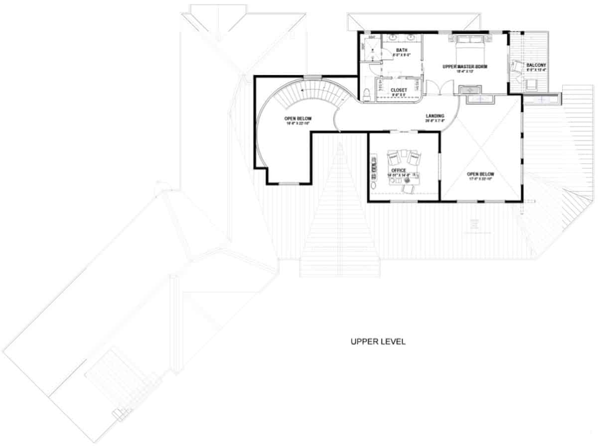 Upper Level of Contemporary Plan #194-1065