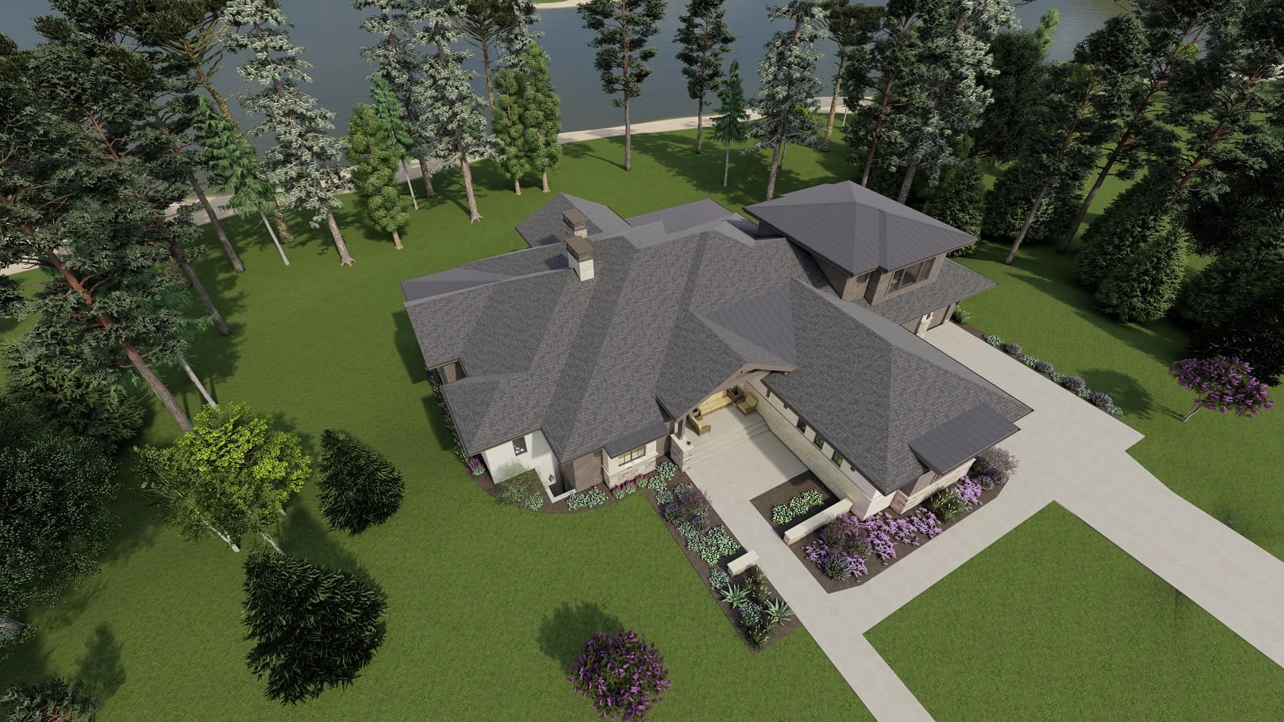 Aerial View of this 5-Bedroom, 6317 Sq Ft Plan - 194-1067