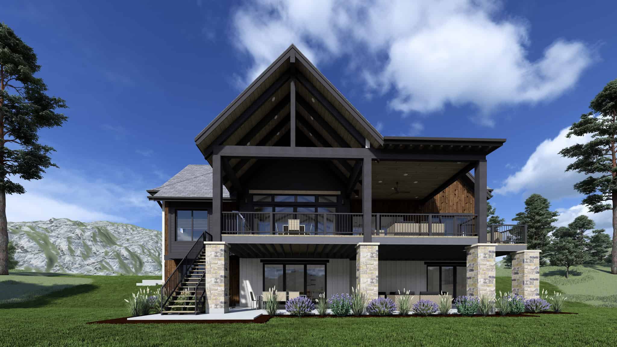 Rear View of this 2-Bedroom,2700 Sq Ft Plan -194-1068