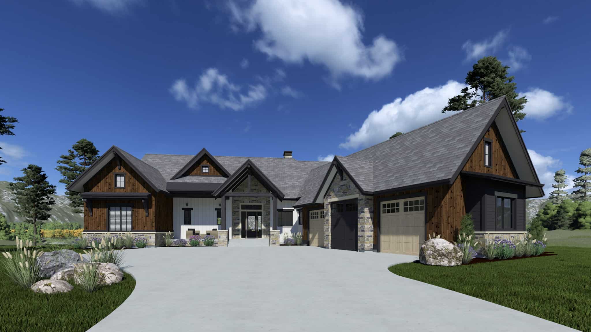 Front elevation of Modern home (ThePlanCollection: House Plan #194-1068)