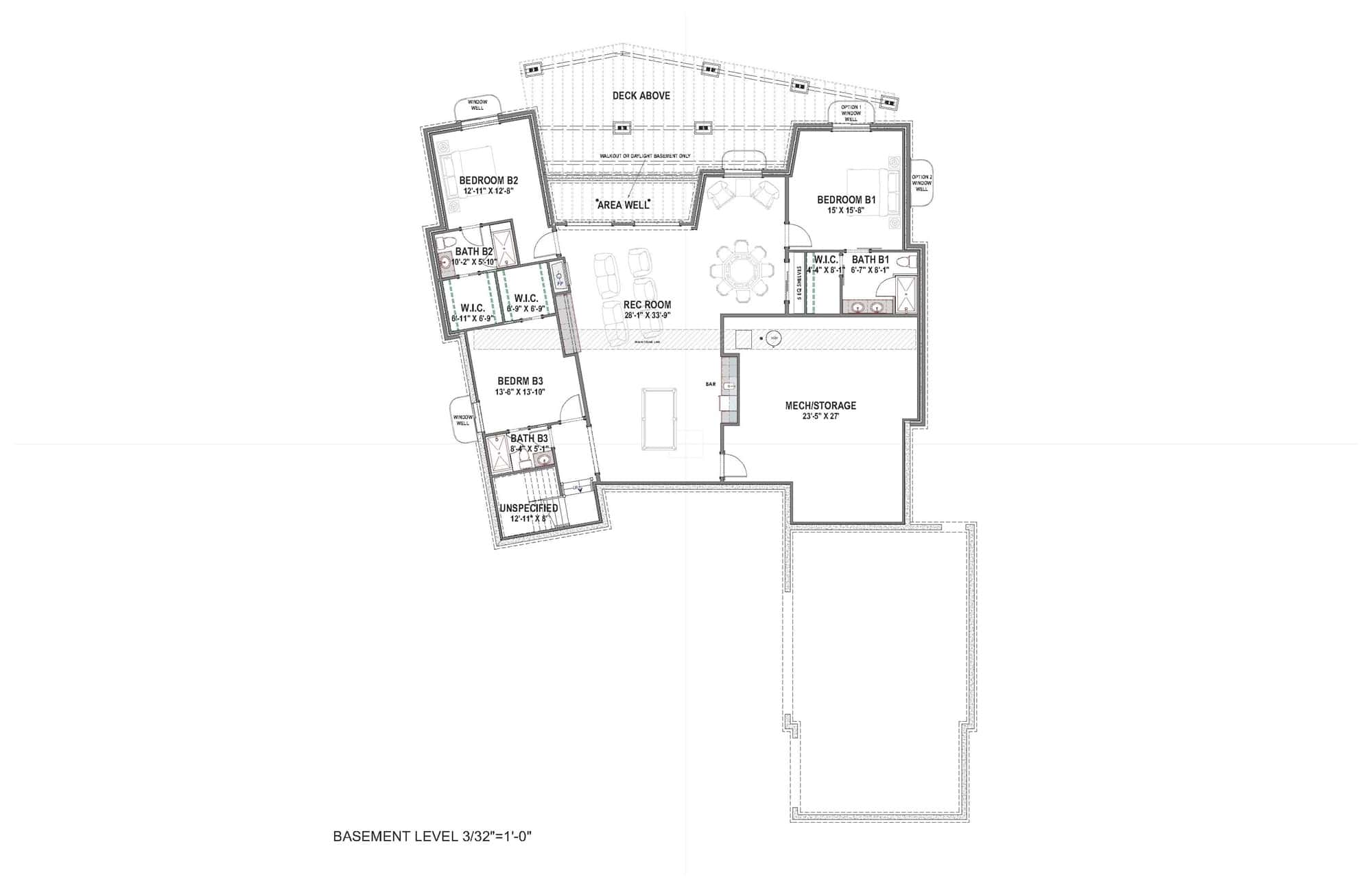 Basement of Traditional Plan #194-1069