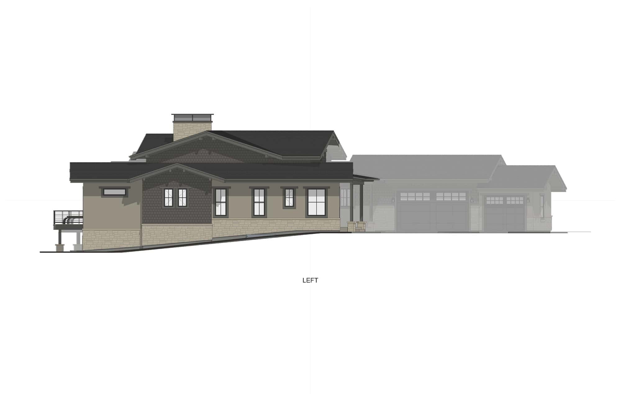 Home Plan Left Elevation of this 3-Bedroom,2734 Sq Ft Plan -194-1069