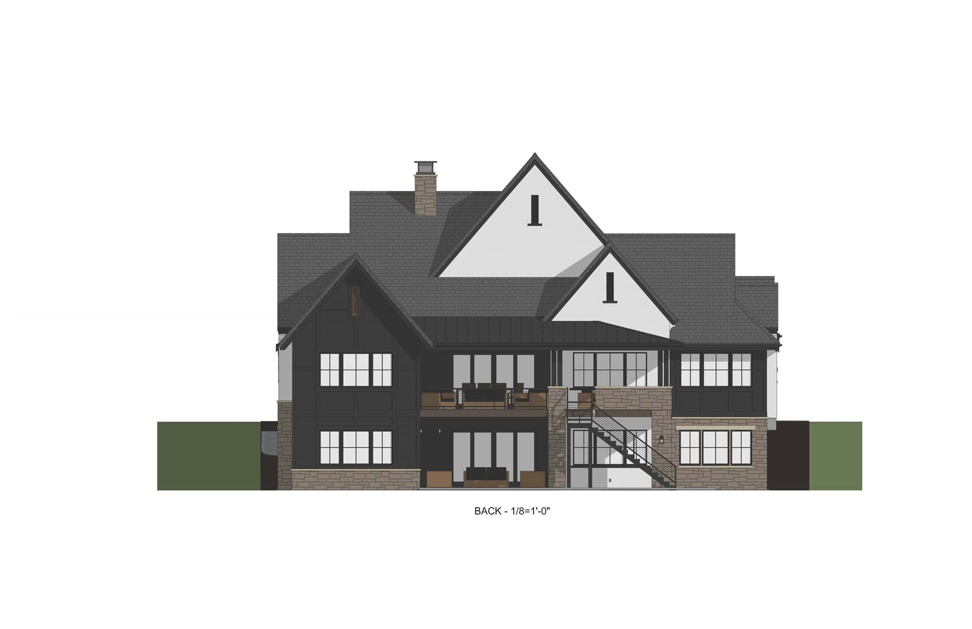 Home Plan Rear Elevation of this 3-Bedroom,2748 Sq Ft Plan -194-1070