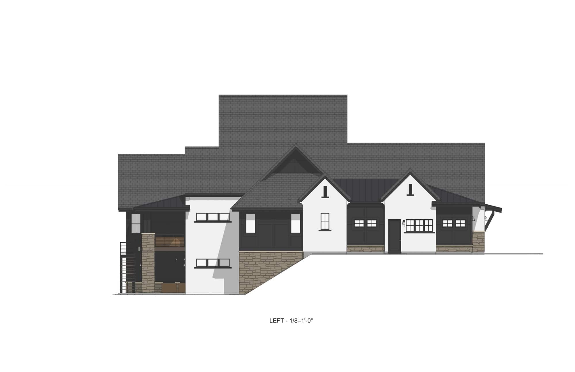 Home Plan Left Elevation of this 3-Bedroom,2748 Sq Ft Plan -194-1070