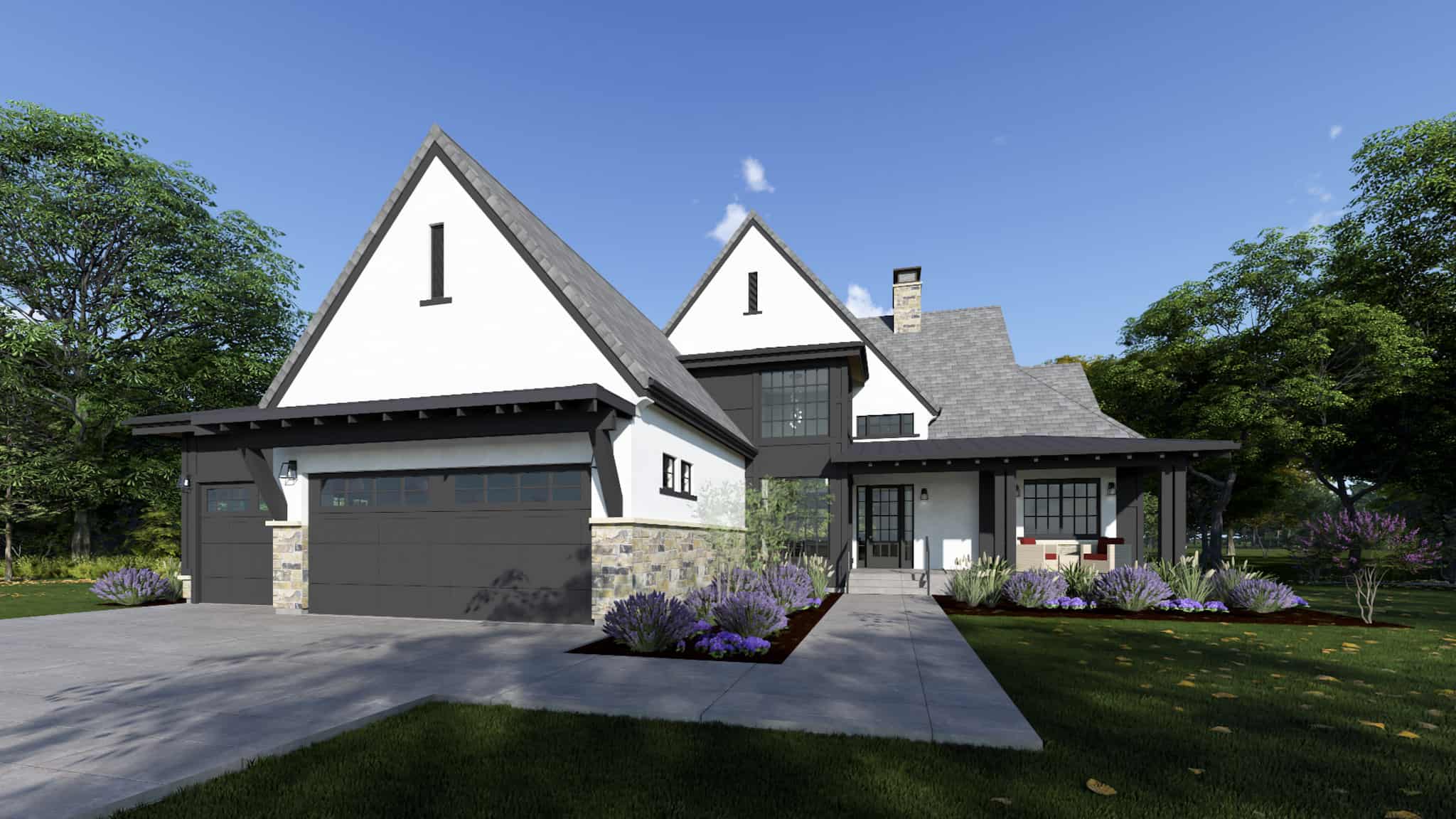 Front elevation of French home (ThePlanCollection: House Plan #194-1070)