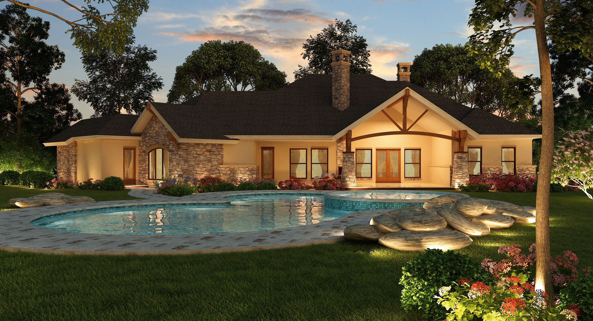 Home Exterior Photograph of this 4-Bedroom,3584 Sq Ft Plan -3584