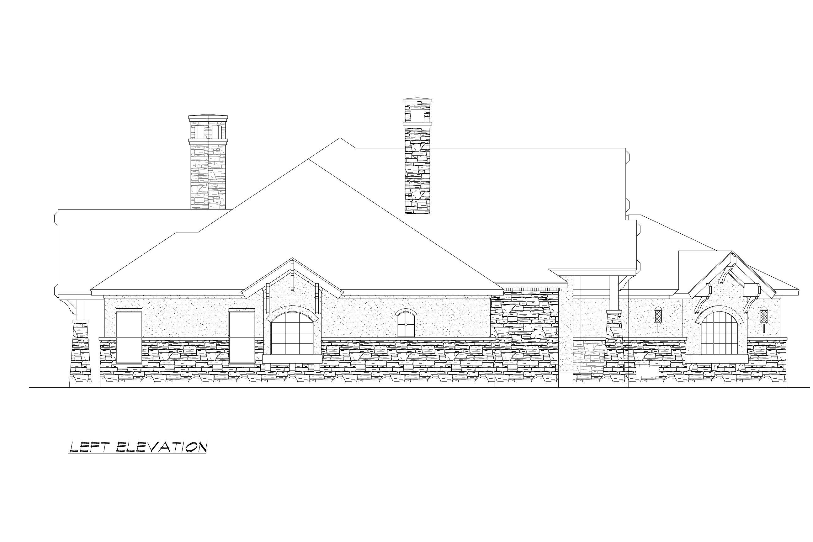 Home Plan Left Elevation of this 4-Bedroom,3584 Sq Ft Plan -195-1000