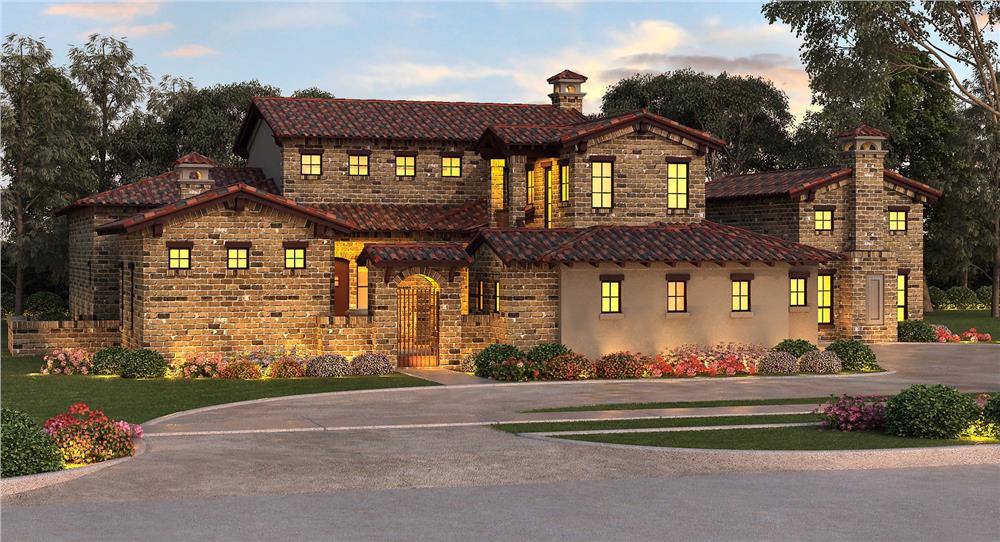 Front View of this 4-Bedroom, 5262 Sq Ft Plan - 195-1001