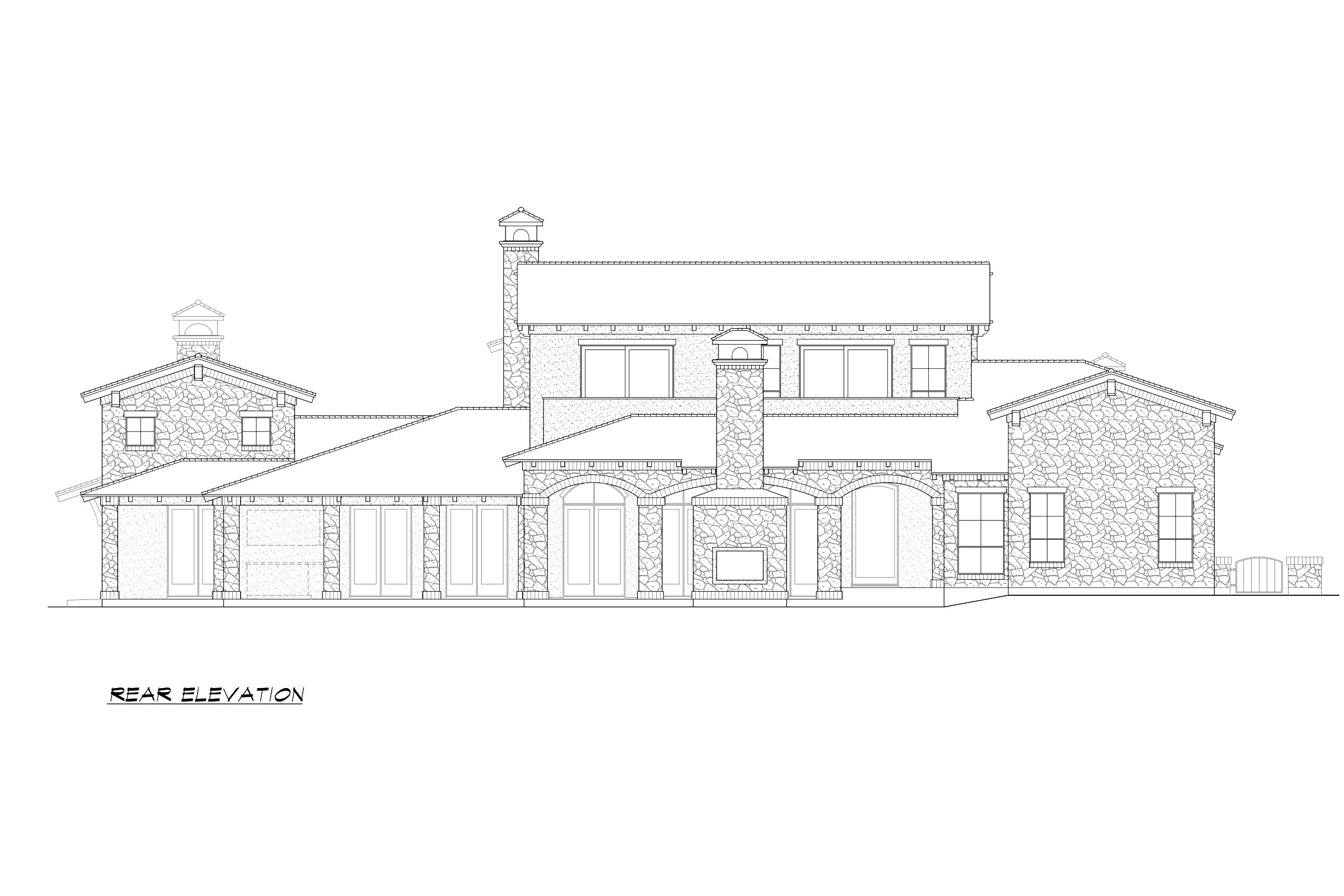 Home Plan Rear Elevation of this 4-Bedroom,5262 Sq Ft Plan -195-1001