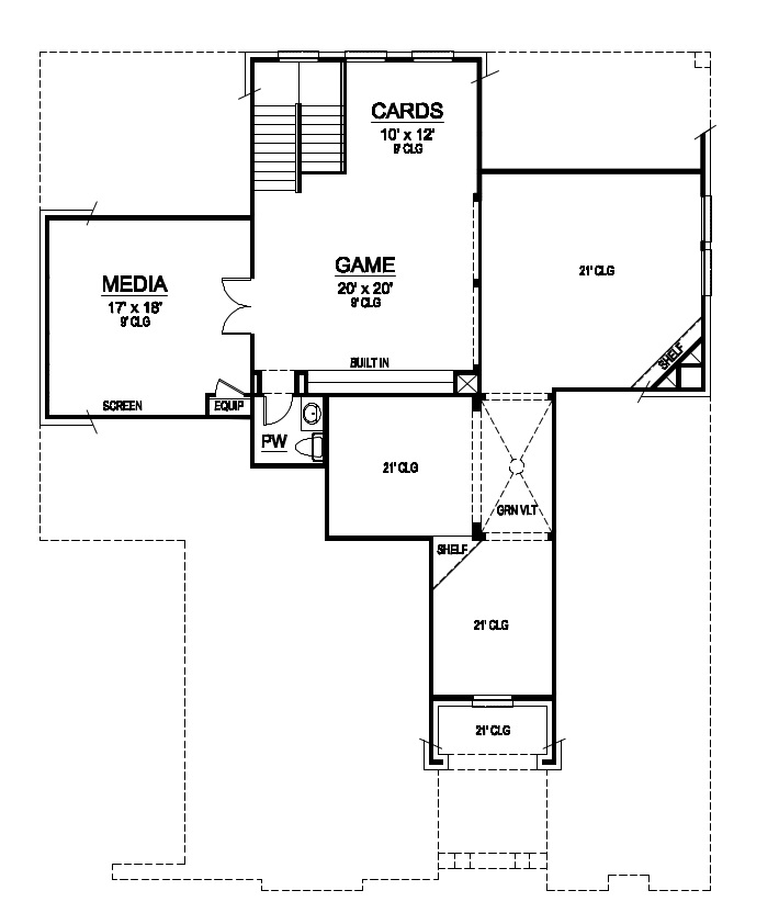 Floor Plan Second Story of European Plan #195-1002