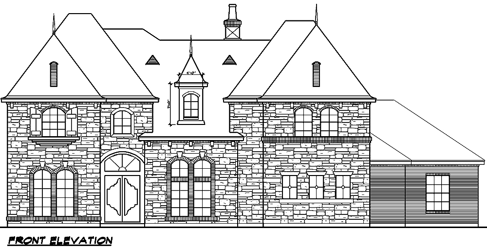 Home Plan Front Elevation of this 5-Bedroom,5327 Sq Ft Plan -195-1005
