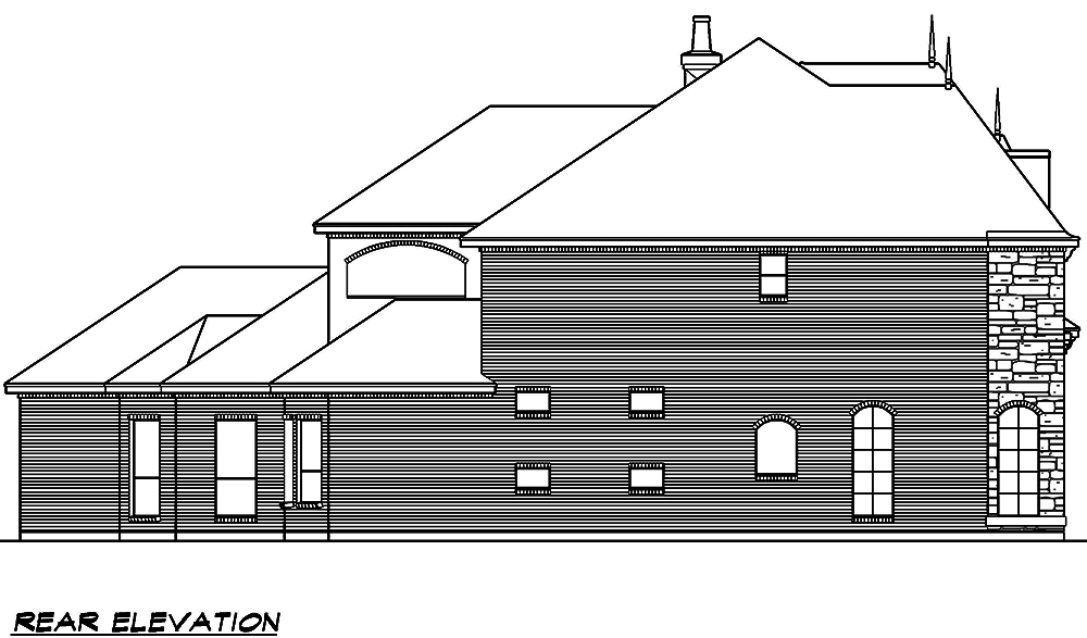 Home Plan Rear Elevation of this 5-Bedroom,5327 Sq Ft Plan -195-1005