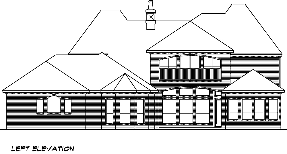 Home Plan Left Elevation of this 5-Bedroom,5327 Sq Ft Plan -195-1005