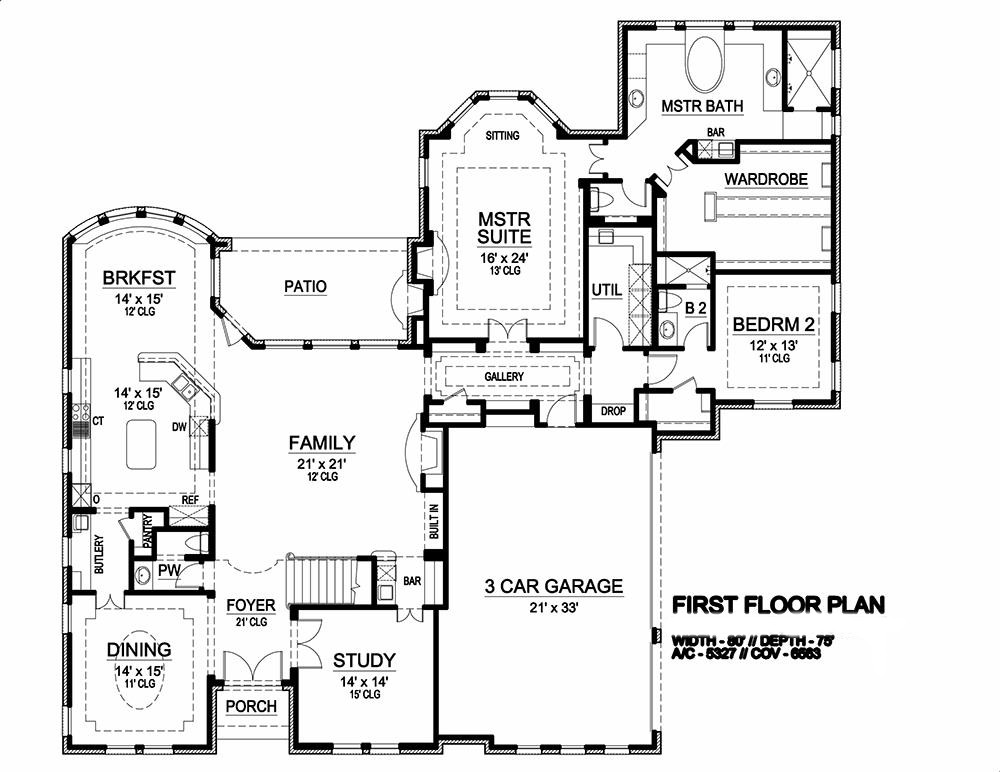 Floor Plan First Story of Mediterranean Plan #195-1005