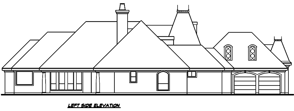 Home Plan Left Elevation of this 3-Bedroom,3329 Sq Ft Plan -195-1006