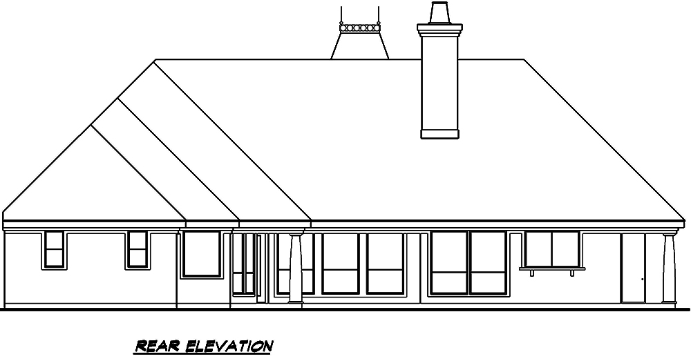 Home Plan Rear Elevation of this 3-Bedroom,3329 Sq Ft Plan -195-1006