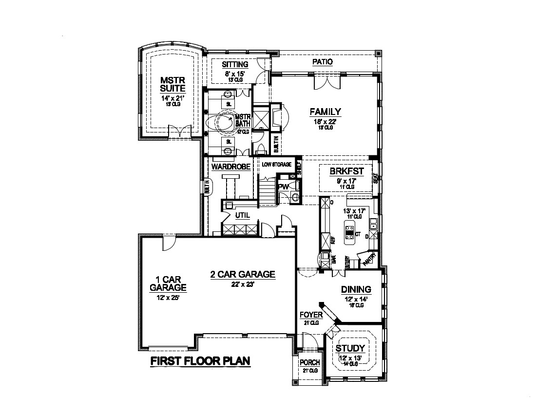 Floor Plan First Story of Luxury Plan #195-1007