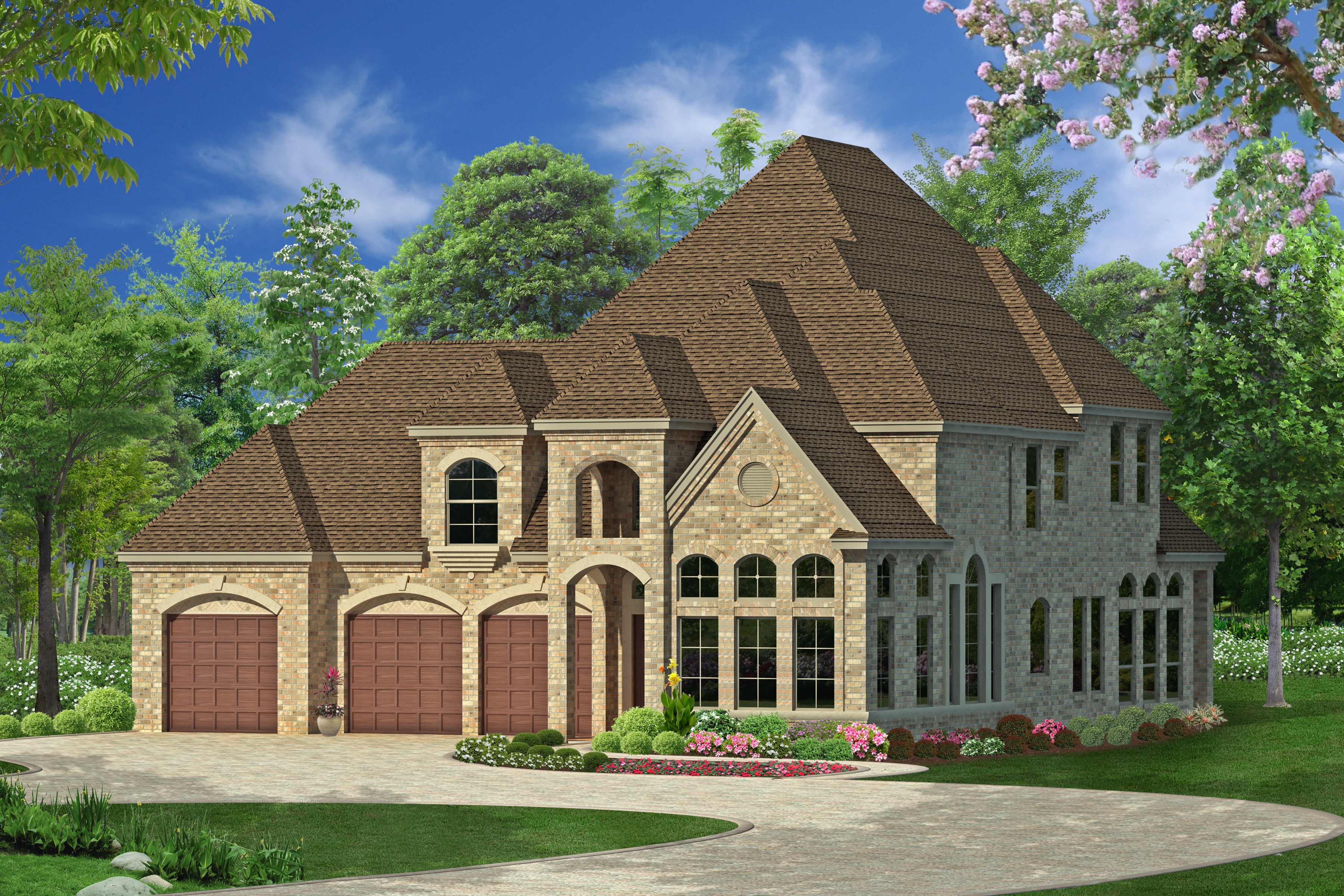 Front View of this 3-Bedroom, 3944 Sq Ft Plan - 195-1007