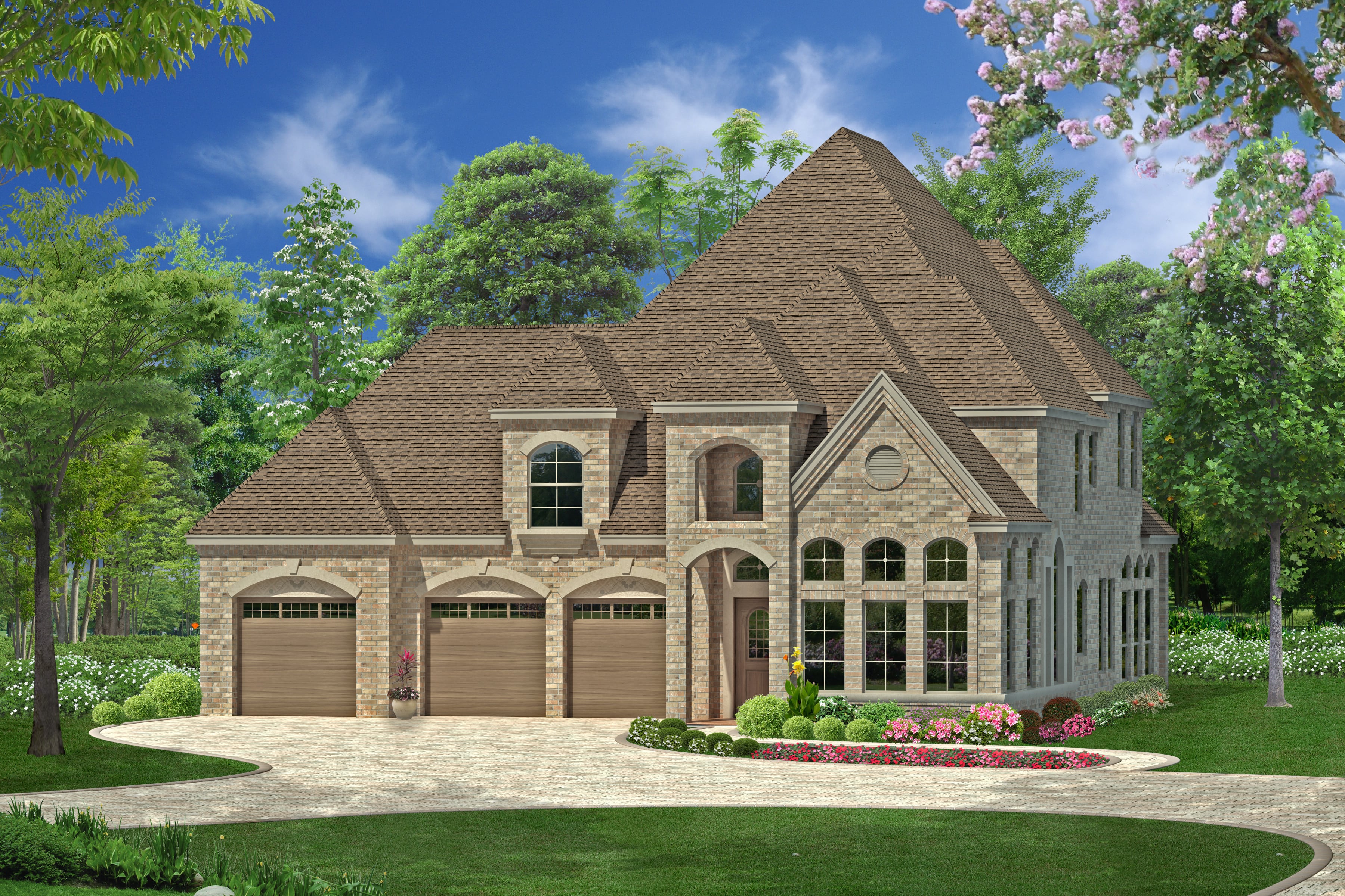Front View of this 3-Bedroom, 3944 Sq Ft Plan - 195-1007