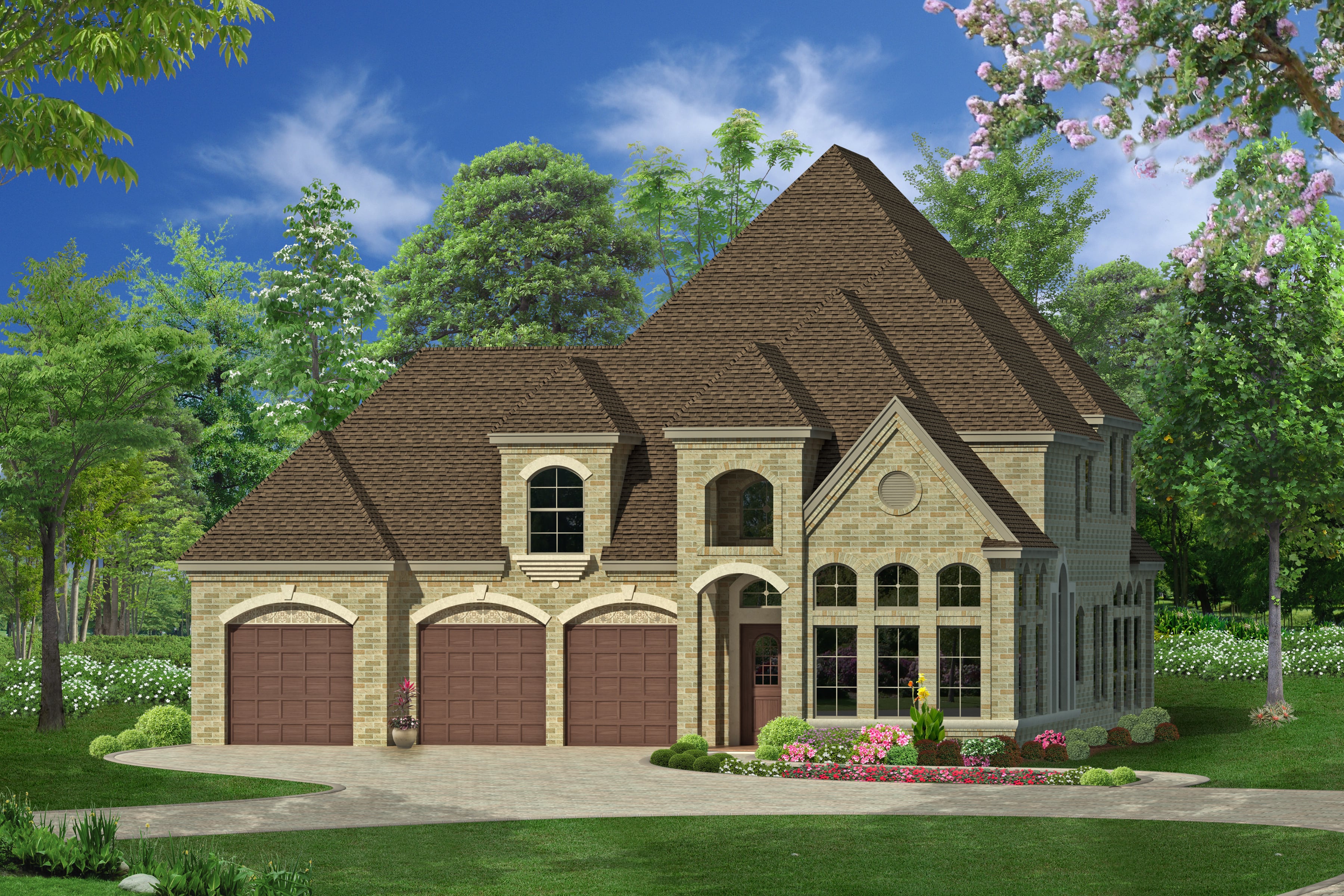 Front View of this 3-Bedroom, 3944 Sq Ft Plan - 195-1007