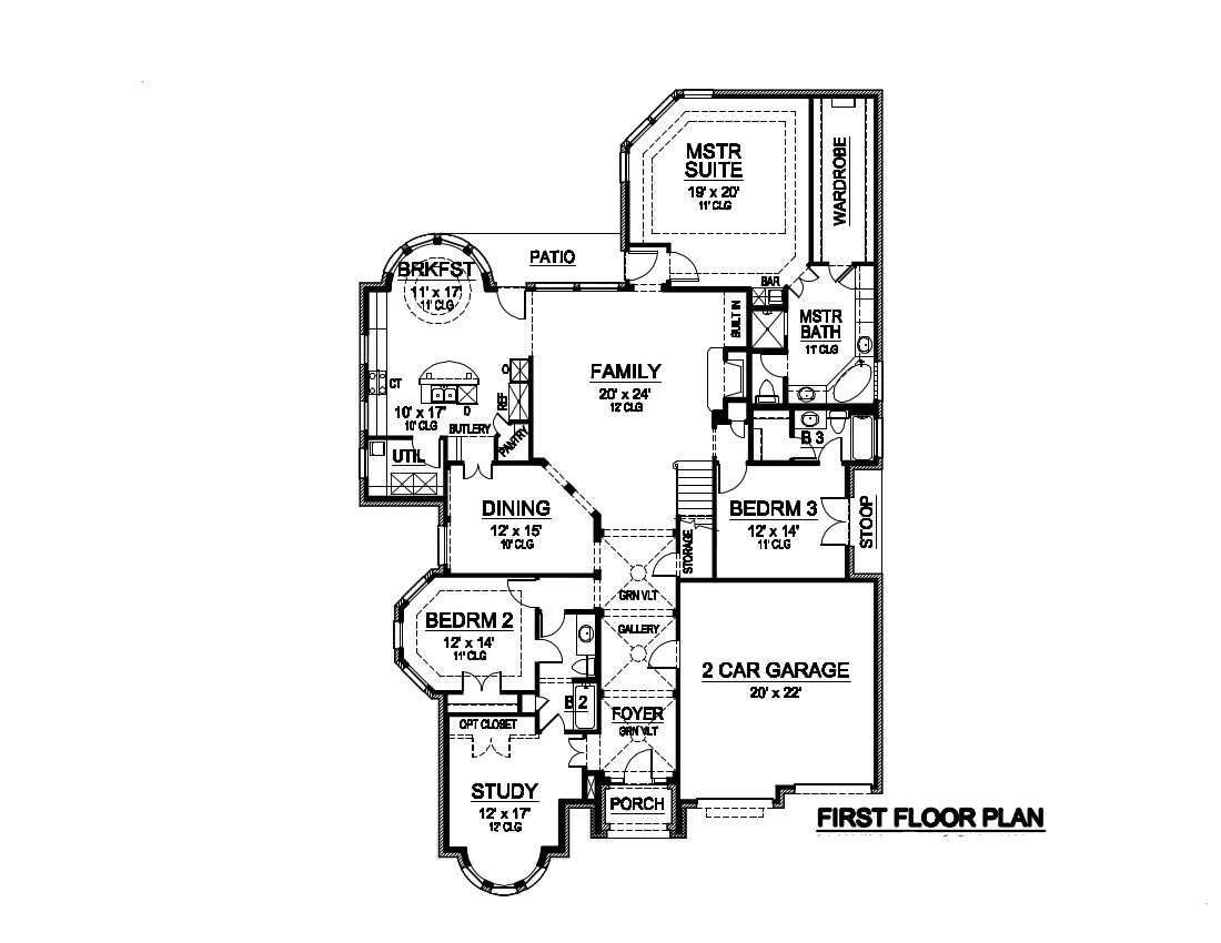 Floor Plan First Story of Luxury Plan #195-1008