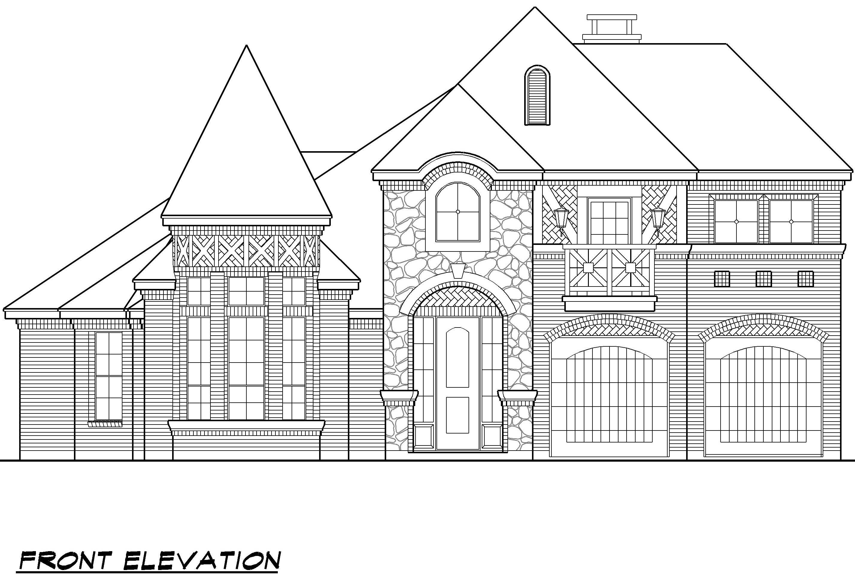 Home Plan Front Elevation of this 3-Bedroom,3454 Sq Ft Plan -195-1008