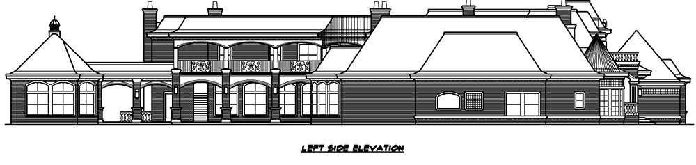 Home Plan Left Elevation of this 7-Bedroom,15079 Sq Ft Plan -195-1012