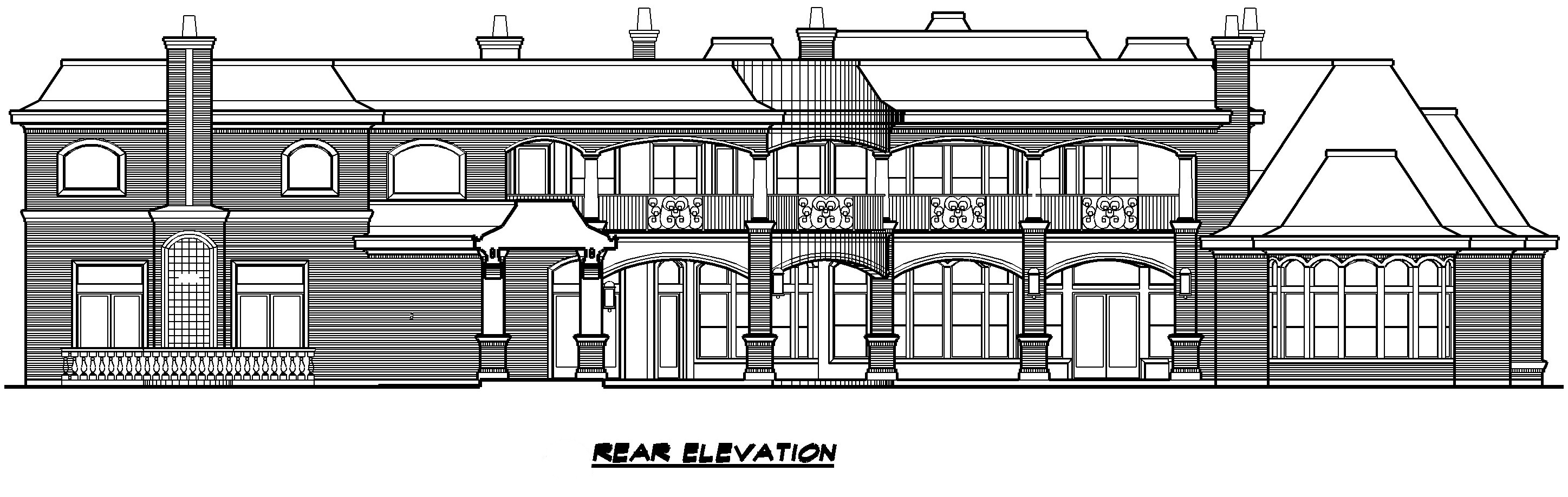 Home Plan Rear Elevation of this 7-Bedroom,15079 Sq Ft Plan -195-1012