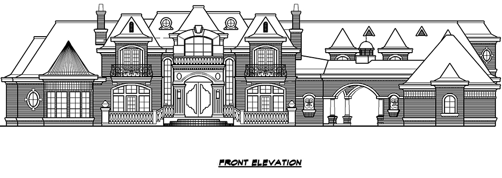 Home Plan Front Elevation of this 7-Bedroom,15079 Sq Ft Plan -195-1012