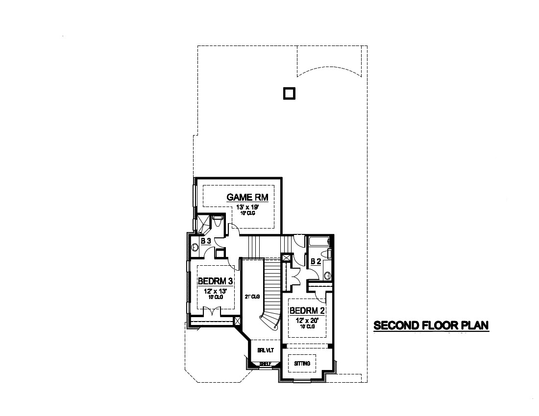 Floor Plan Second Story of Luxury Plan #195-1017