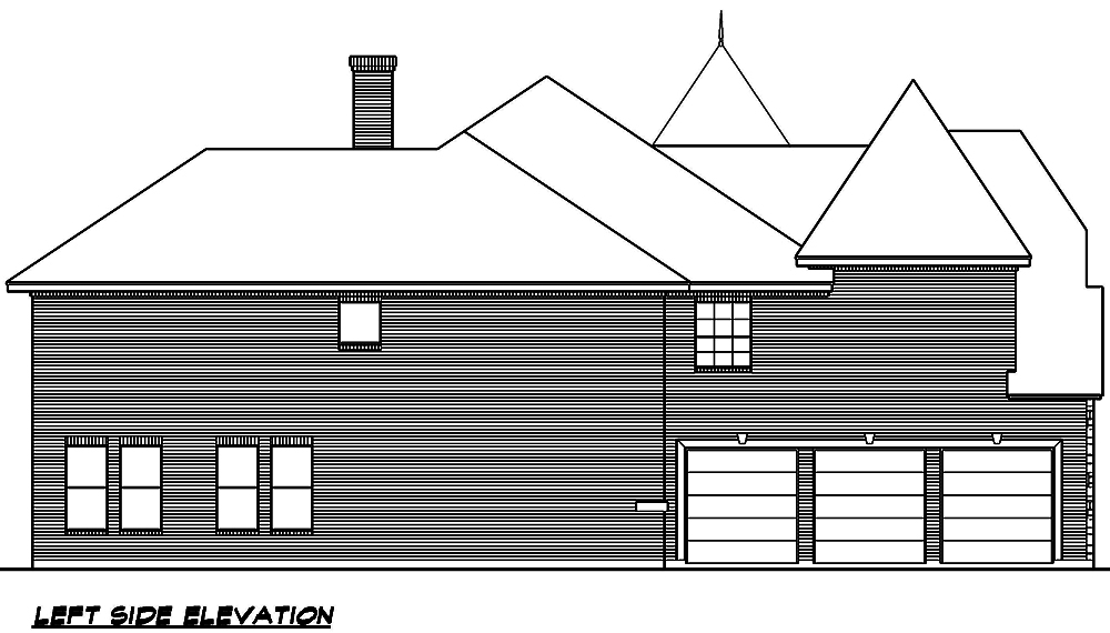 Home Plan Left Elevation of this 4-Bedroom,4936 Sq Ft Plan -195-1019