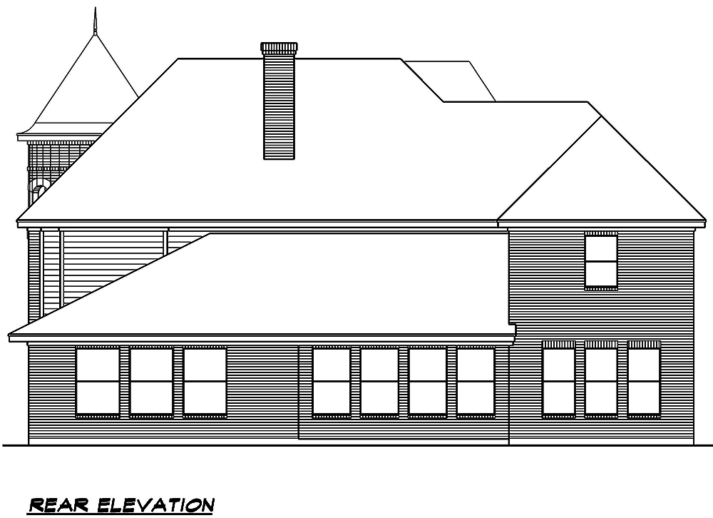 Home Plan Rear Elevation of this 4-Bedroom,4936 Sq Ft Plan -195-1019