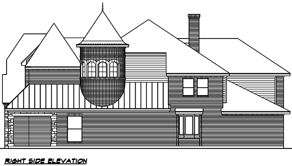 Home Plan Right Elevation of this 4-Bedroom,4936 Sq Ft Plan -195-1019