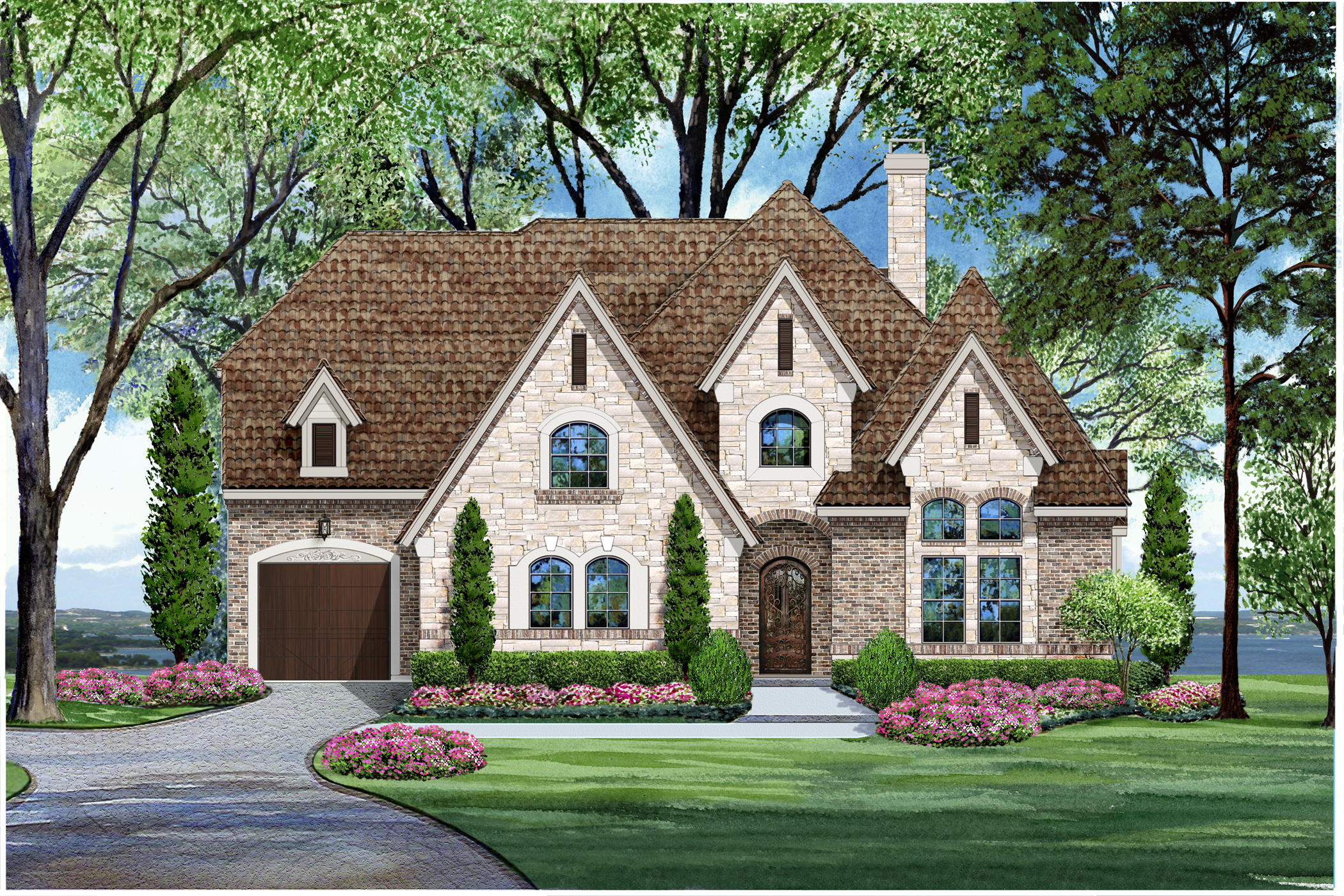 Color rendering of this  House (#195-1024) at The Plan Collection.