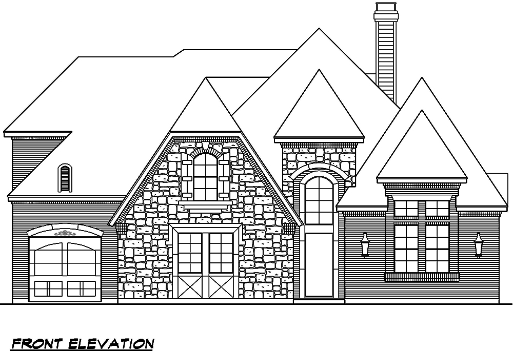 Home Plan Front Elevation of this 4-Bedroom,4268 Sq Ft Plan -195-1026