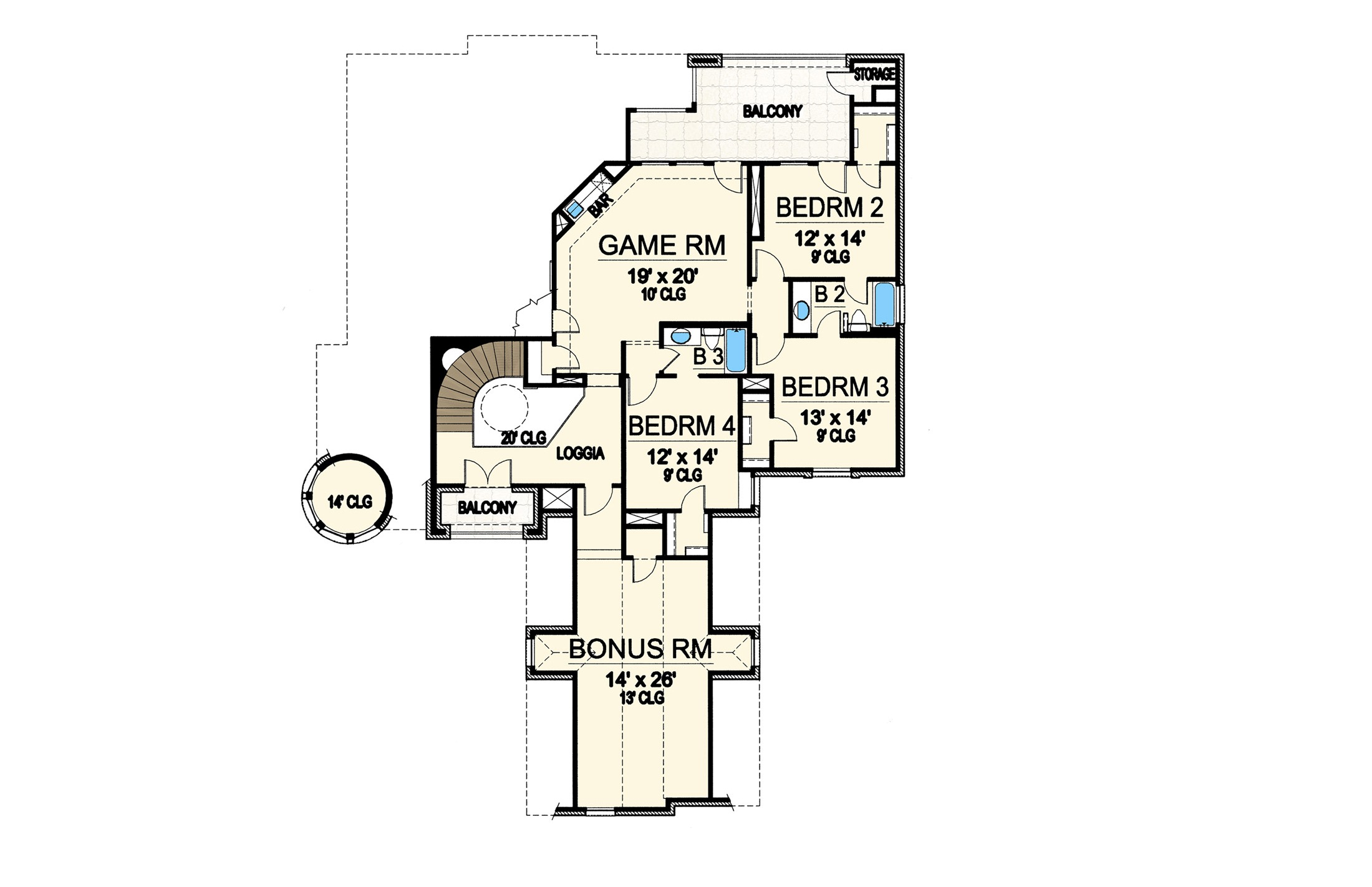 Floor Plan Second Story of Luxury Plan #195-1027
