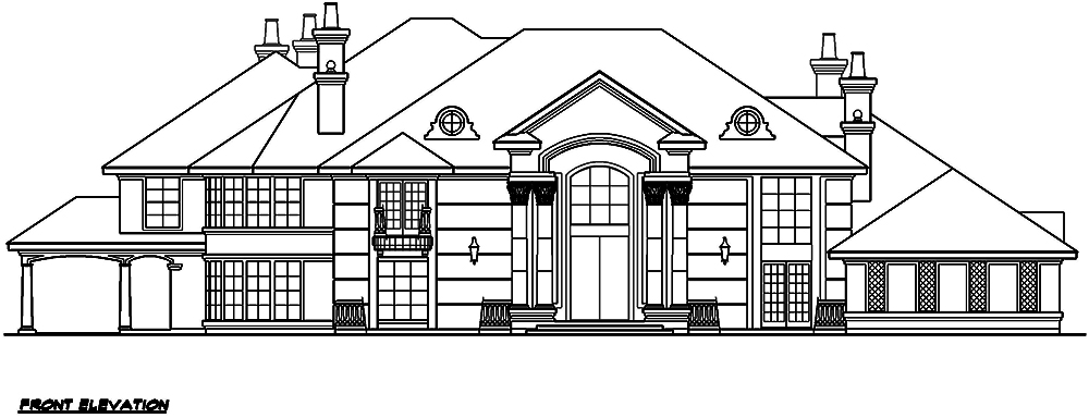 Home Plan Front Elevation of this 5-Bedroom,10325 Sq Ft Plan -195-1029