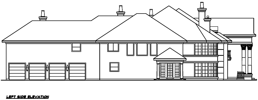 Home Plan Left Elevation of this 5-Bedroom,10325 Sq Ft Plan -195-1029