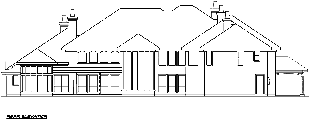 Home Plan Rear Elevation of this 5-Bedroom,10325 Sq Ft Plan -195-1029